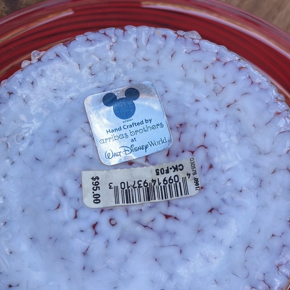 Disney Arribas Brothers blown glass peppermint swirl pedestal bowl - Picture 7 of 9